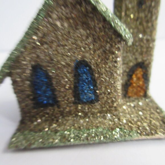 Mica Putz House Miniature Ornament 1950s Japan Christmas Village Church Vintage - Picture 7 of 10
